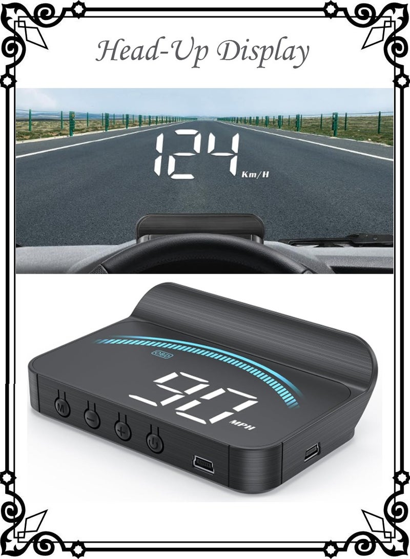 شاشة عرض اتش يو دي للسيارة، شاشة عرض لزجاج مقدمة السيارة، مقياس ذكي OBD2، أداة تشخيص السرعة عالية الدقة، عداد سرعة رقمي مع جهاز عرض إنذار السرعة/الدورات في الدقيقة/الجهد/درجة الحرارة - Image 1