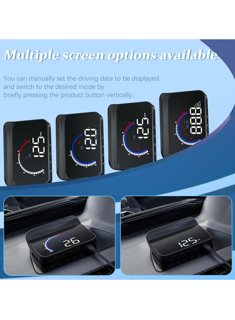 شاشة عرض اتش يو دي للسيارة، شاشة عرض لزجاج مقدمة السيارة، مقياس ذكي OBD2، أداة تشخيص السرعة عالية الدقة، عداد سرعة رقمي مع جهاز عرض إنذار السرعة/الدورات في الدقيقة/الجهد/درجة الحرارة - Image 3