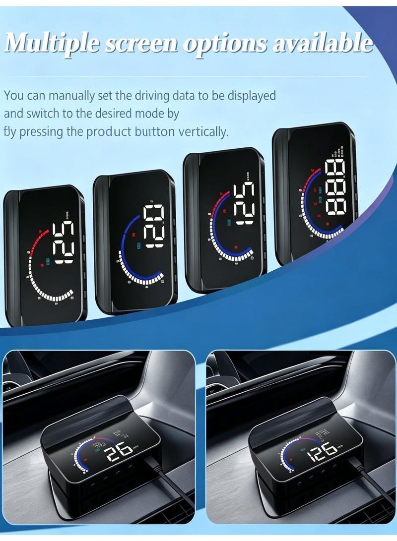Car HUD Display, Windshield Projection Heads Up Display, OBD2 Smart Gauge High Definition Speedometer Car Diagnostic Tool, Digital Speedometer with Speed/RPM/Voltage/Temperature Alarm Displayer - Image 4