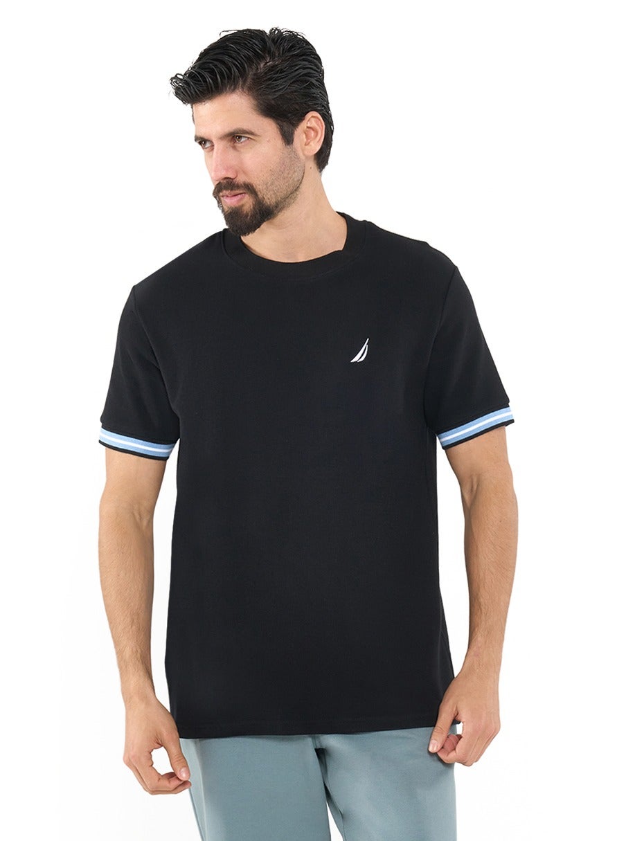 NAUTICA Buff Textured Regular Fit Premium Cotton Crew Neck T