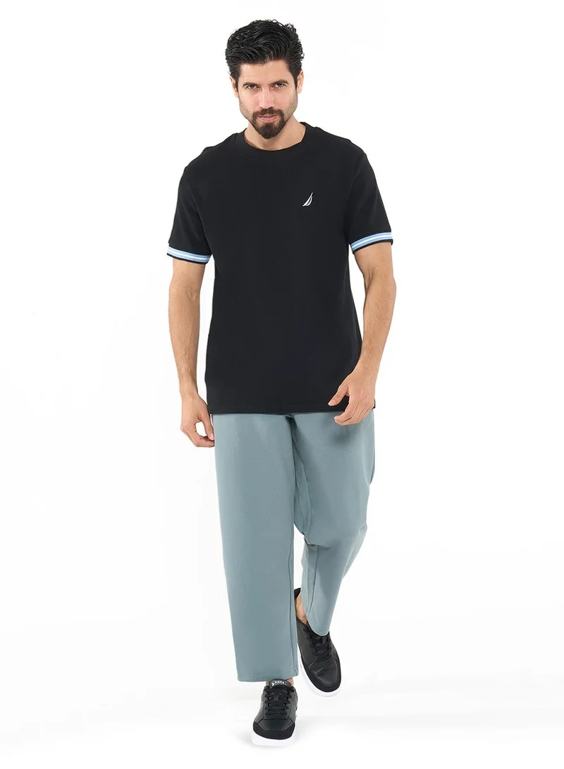 NAUTICA black Textured Regular Fit Premium Cotton Crew Neck T-shirt for Men | Best Price UAE