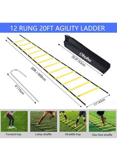 Ohuhu Agility Ladder 6M Ohuhu Rung Agility Ladder With Black Carry Case Ideal For Speed Training Football Game Training Workout Men  - Image 3