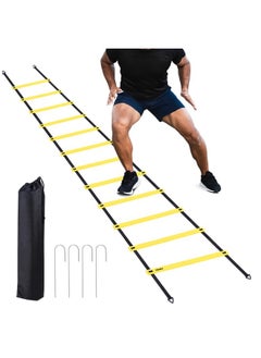 Ohuhu Agility Ladder 6M Ohuhu Rung Agility Ladder With Black Carry Case Ideal For Speed Training Football Game Training Workout Men  - Image 1