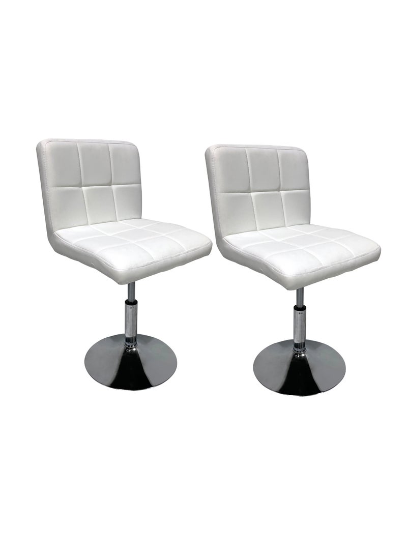 ميبل لديكور المنزل Maple Home Modern PU Leather Up&Down  Swivel Bar Stools Counter Height Chairs Kitchen Home Office Chrome Base Durable Stylish (White)  - Image 1