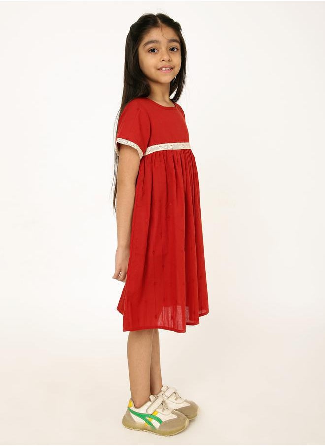 Styli - Lace Insert A-Line Dress - Image 1