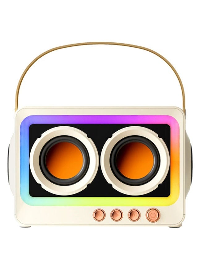 نيوترل مكبر صوت بلوتوث محمول C40 للاستخدام في الهواء الطلق مزود بفتحة لبطاقة الذاكرة ومضخم صوت وإضاءة RGB نابضة بالحياة وتشغيل الموسيقى واستقبال المكالمات. مثالي للألعاب ومشاهدة الأفلام وحفلات أعياد الميلاد وتناول الطعام في الهواء الطلق والمزيد. (أبيض) - Image 1