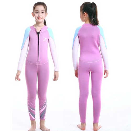 ZCCO Kids Wetsuit,2.5mm Neoprene Diving Suit for Teens,Full Body Swimsuit for Boys and Girls,Long Sleeve One Piece Wet Suit Perfect for Swimming, Surfing, and Water Sports (Pink, M) - Image 4