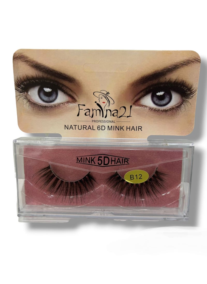 FAMINA21 Famina21 Natural 6D/5D Mink Hair Eyelashes - Set of 30 Models (B12) 
