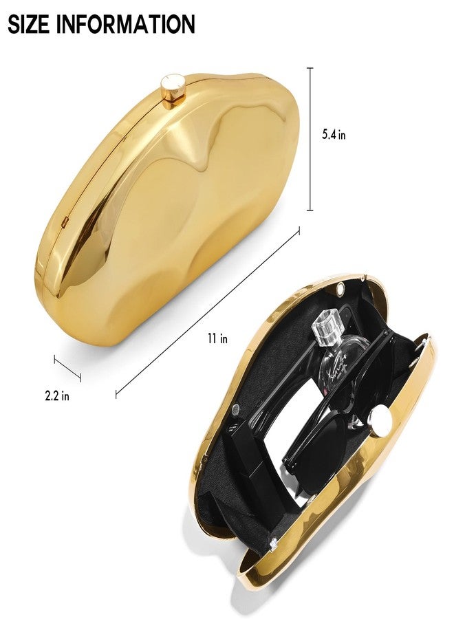 NEWROGENG Acrylic Clutch Purse for Women Evening Bag, Irregular Shell Acrylic Purse Box Clutch with Chain for Party Wedding Prom, Gold - Image 5