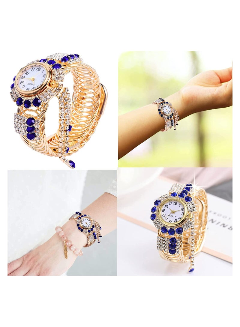 KASTWAVE Women's Bangle Watch Quartz Shiny Gold Watch with Crystal Rhinestones Diamonds for Women's Wrist Jewelry Fashion Ladies Bracelet Bracelet Watch Elegant Bracelet Wrist Watch for Women  - Image 2