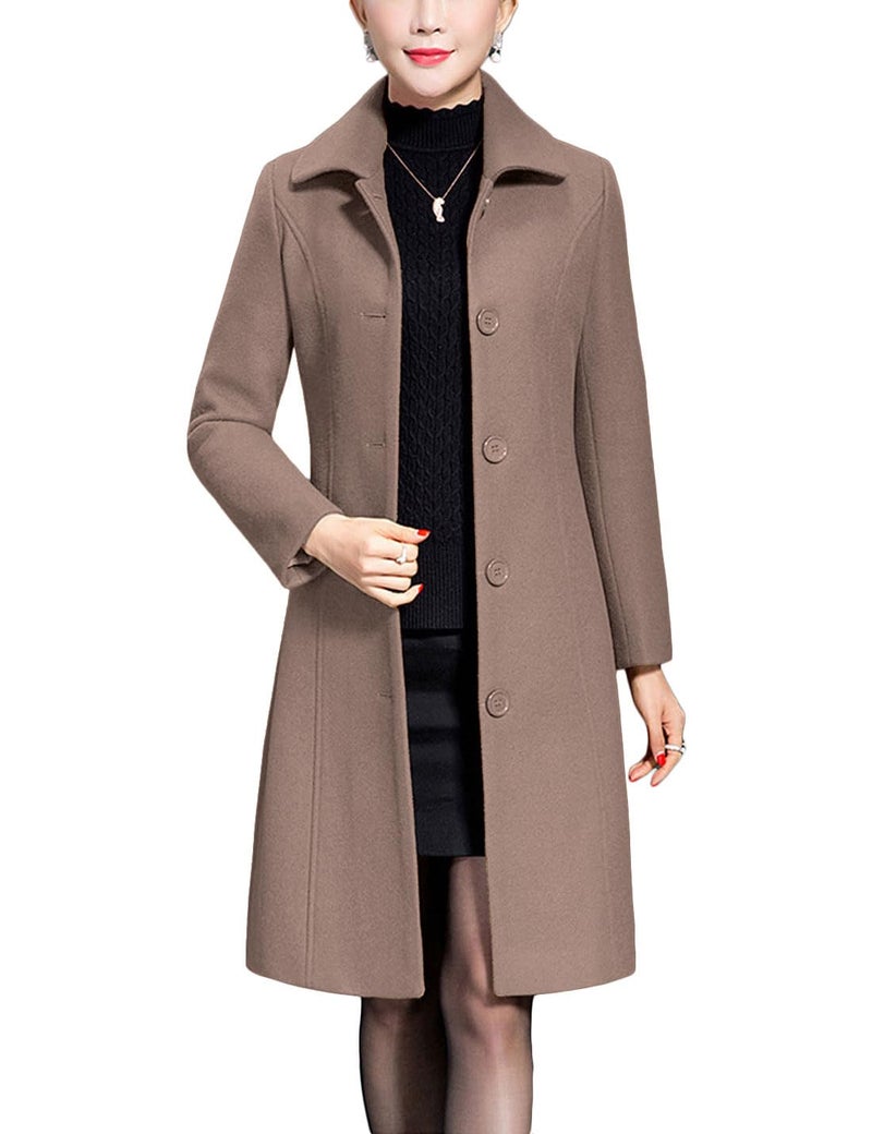 Jenkoon Womens Wool Trench Coat Winter Long Thick Overcoat Walker CoatsCamelS