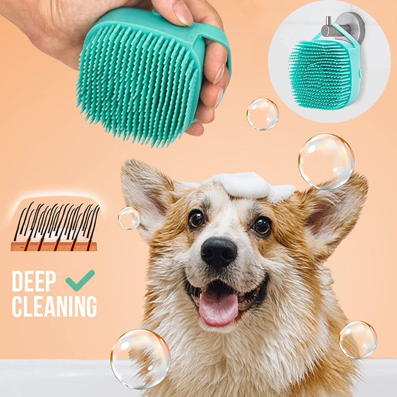 BREEPREE Dog Shampoo Dispenser Grooming Brush, Massage Grooming Brush with Bristles, Pet Bath Silicon Brush, Smooth and Soft Bath Brush for Dogs and Cats, Wow Shower Brush for Pets. - Image 3
