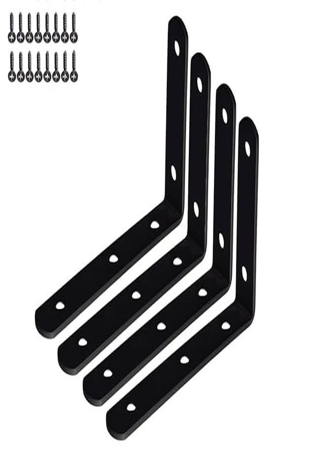 Homestead Decor Wall Bracket for Shelves and Home Decor, Metal L Angle Bracket With Matching Screws - Pack of 4 (6'' x 4'') - Image 1