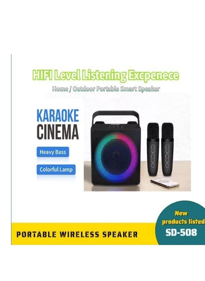 2023 New SDRD Wireless Bluetooth Speaker With 2 Microphones Portable Karaoke Machine