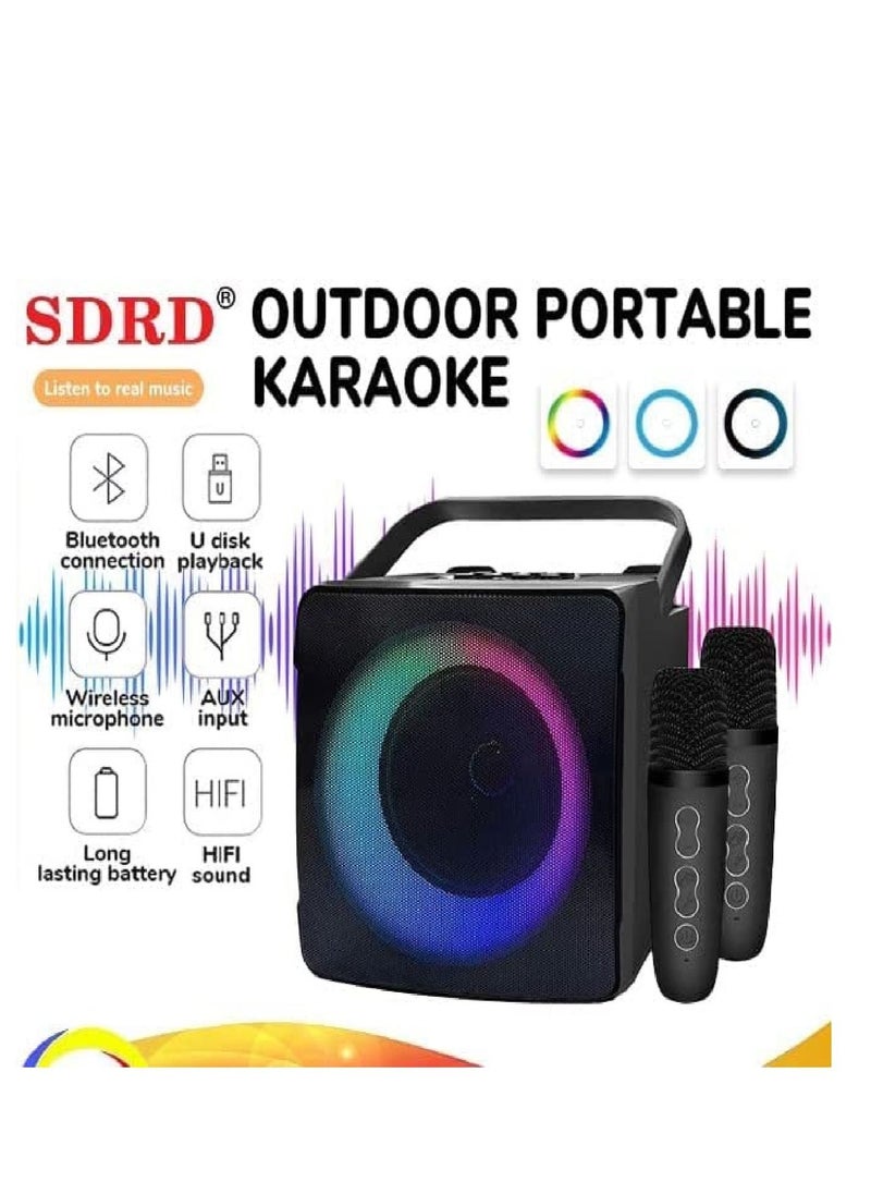 2023 New SDRD Wireless Bluetooth Speaker With 2 Microphones Portable Karaoke Machine