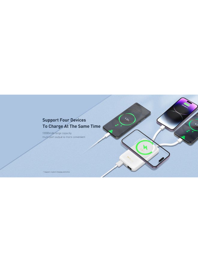 Recci Magnetic Power Bank 10000mAh Power Bank Built-in PD quick charge Lightning cable & Type-C cable 22.5W output +15W wireless charging Polaris Series  - Image 5