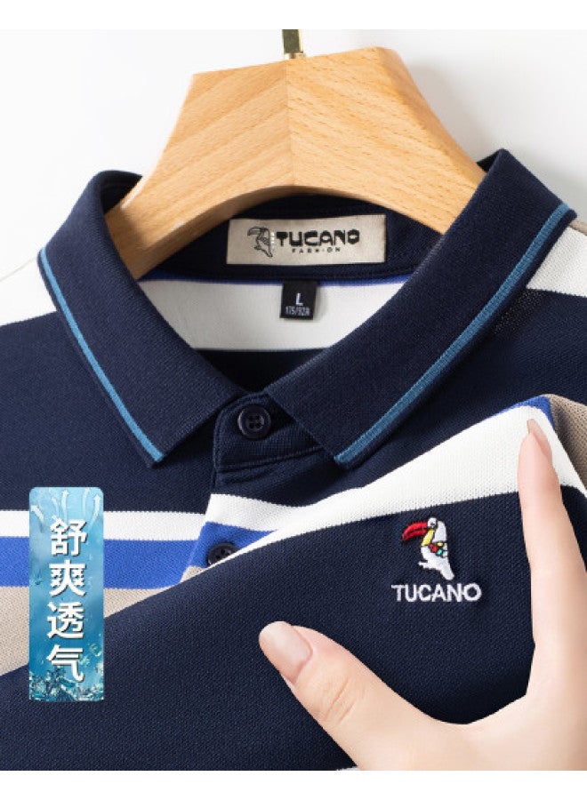 Tucano men's Summer Striped Short-sleeve Polo Shirt - Versatile Casual Style - Image 1