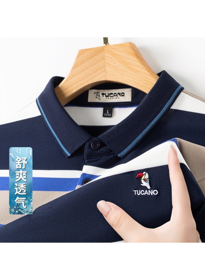 Tucano men's Summer Striped Short-sleeve Polo Shirt - Versatile Casual Style - Image 2