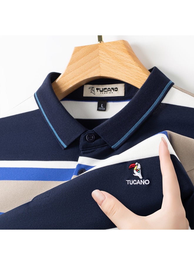 Tucano men's Summer Striped Short-sleeve Polo Shirt - Versatile Casual Style - Image 3