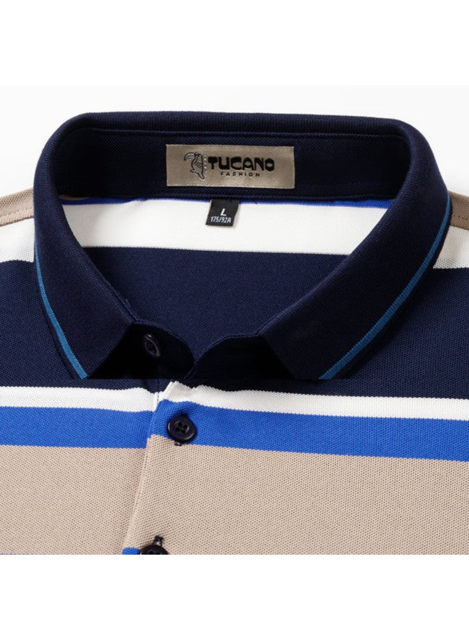 Tucano men's Summer Striped Short-sleeve Polo Shirt - Versatile Casual Style - Image 4