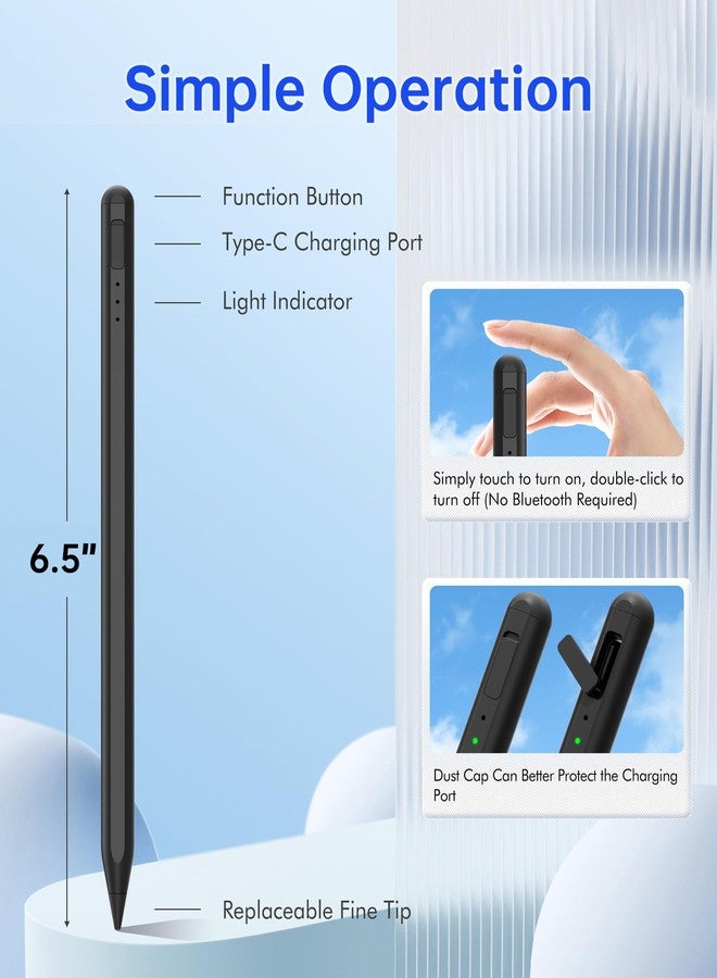 Uogic Stylus Pen for iPad - with Fast Charging, Palm Rejection, Magnetic, Rechargeable Stylus Pencil for iPad 6th/7th/8th/9th/10th, mini 5th/6th, Air M2/3th/4th/5th, Pro M4/11/12.9" - Image 3