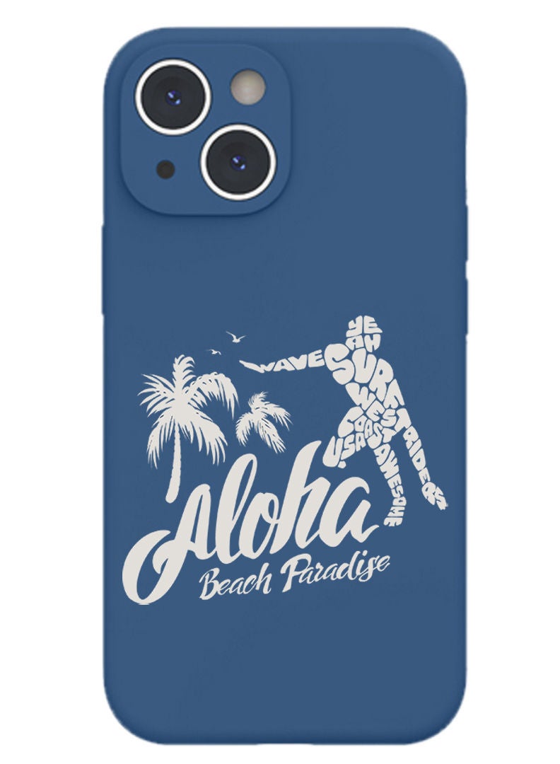 Theodor Protective Slim Fit Case Liquid Silicone Cover with Full Body Protection Anti-Scratch Shockproof Case For iPhone 13 Blue  - Aloha hawaii Surf rider Black copy - Image 1