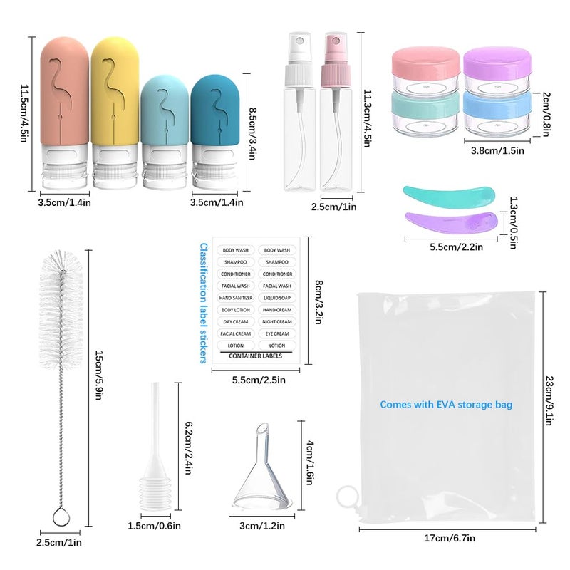 M'AYCREATE MAYCREATE® Silicone Travel Bottles Set of 16pcs, Refiil Travel Bottle Kit for Toiletries, Leak Proof Soft Squeeze Toiletry Bottle Containers for Shampoo Lotion Body Wash - Image 2