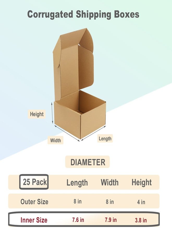 MEBRUDY 8x8x4 Inches Shipping Boxes Pack of 25, Small Corrugated Cardboard Box for Mailing Packing Literature Mailer - Image 2