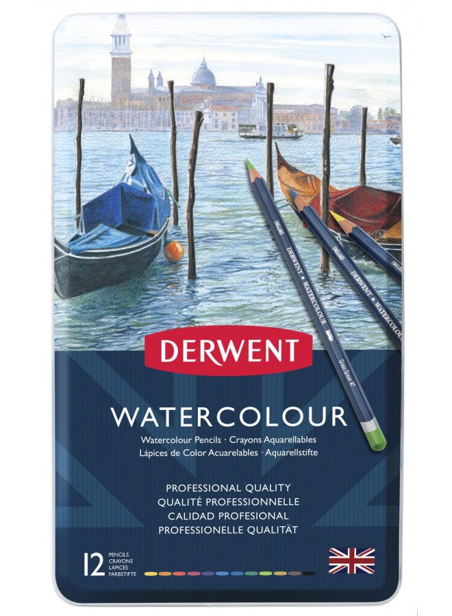 Derwent Colored Pencils, Watercolour, Water Color Pencils, Drawing, Art, Metal Tin, 12 Count (32881) - Image 2