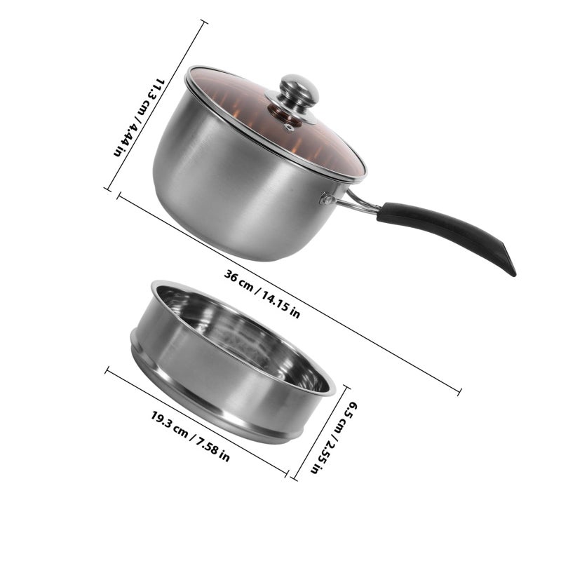 18cm Stainless Steel Saucepan with Lid and Steamer Insert Multi Use Soup Pot - Image 3