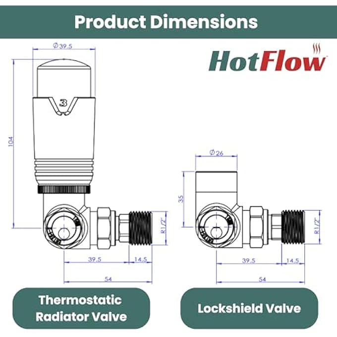 ALL-WHITE ESTUARY CORNER TRV THERMOSTATIC RADIATOR VALVE (PAIR) INCLUDES CORNER TRV BODY, WHEEL HEAD & LOCK SHIELD FOR QUICK & EASY TEMPERATURE CONTROL. PERFECT FOR ENERGY SAVING. - Image 3