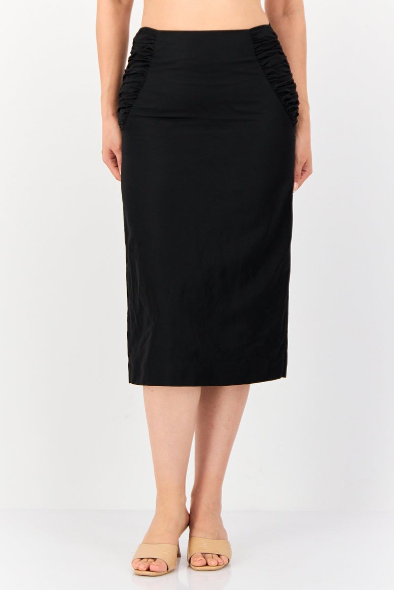 MSGM Women Textured Midi Skirts, Black  - Image 1