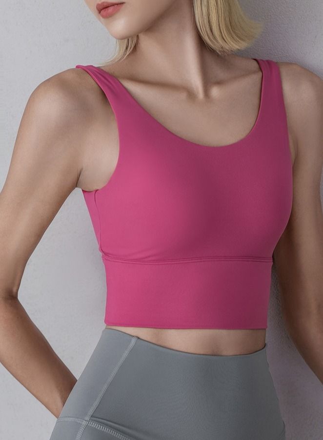 NIBEMINENT Women's Yoga Fitness Bra  Adjustable Sports Vest Back Cutout No Steel Ring  High Elasticity Vest Style Sports Bra - Image 1