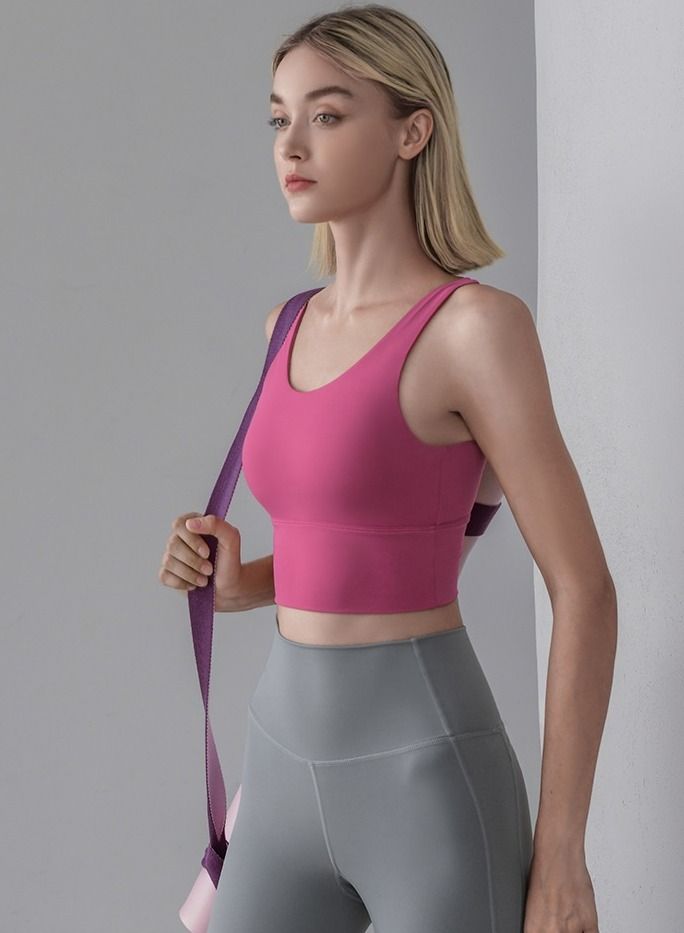 NIBEMINENT Women's Yoga Fitness Bra  Adjustable Sports Vest Back Cutout No Steel Ring  High Elasticity Vest Style Sports Bra - Image 4