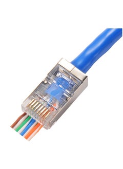 DKURVE RJ45 Connector Cat6 Cat5e Cat5 Pass Through Shielded Ends 8P8C Ethernet Cable Crimp Connector 3u Modular Plug