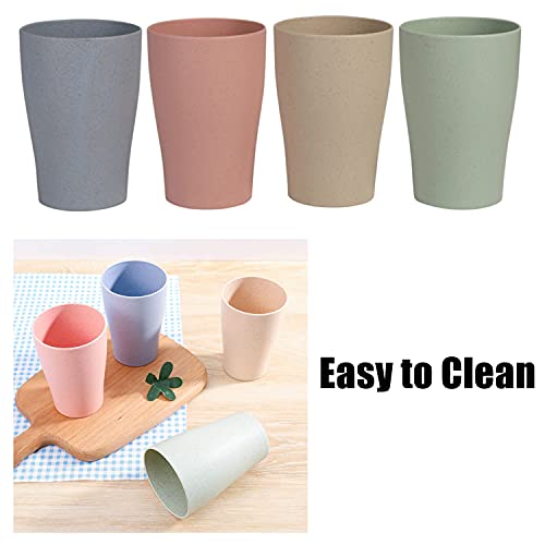 WANBY Wheat Straw Cup 4 Pcs Unbreakable and Reusable Drinking Cups Eco-Friendly Healthy Tumbler Set for Milk Juice and Water Dishwasher Safe (4 Pcs 11 Oz) - Image 5