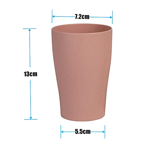 WANBY Wheat Straw Cup 4 Pcs Unbreakable and Reusable Drinking Cups Eco-Friendly Healthy Tumbler Set for Milk Juice and Water Dishwasher Safe (4 Pcs 11 Oz) - Image 3