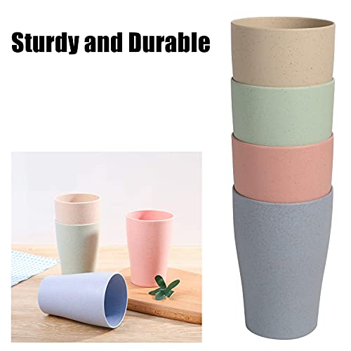 WANBY Wheat Straw Cup 4 Pcs Unbreakable and Reusable Drinking Cups Eco-Friendly Healthy Tumbler Set for Milk Juice and Water Dishwasher Safe (4 Pcs 11 Oz) - Image 4
