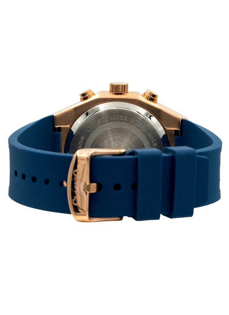 DuoFlex Analog + Digital Watch – Blue & Gold Edition with Premium Silicon Strap – Elite Y121 Calibre Movement – Waterproof Design