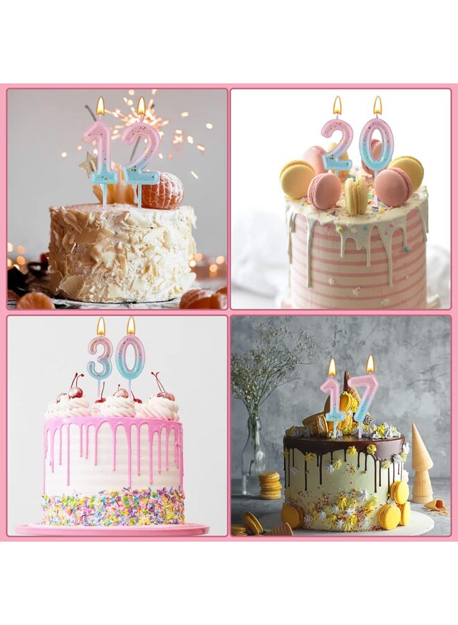 Gradient Birthday Number Letter Candle, Pink Blue Gradient Birthday Candles for Cake Numeral 6 Letter Birthday Candles - Image 5
