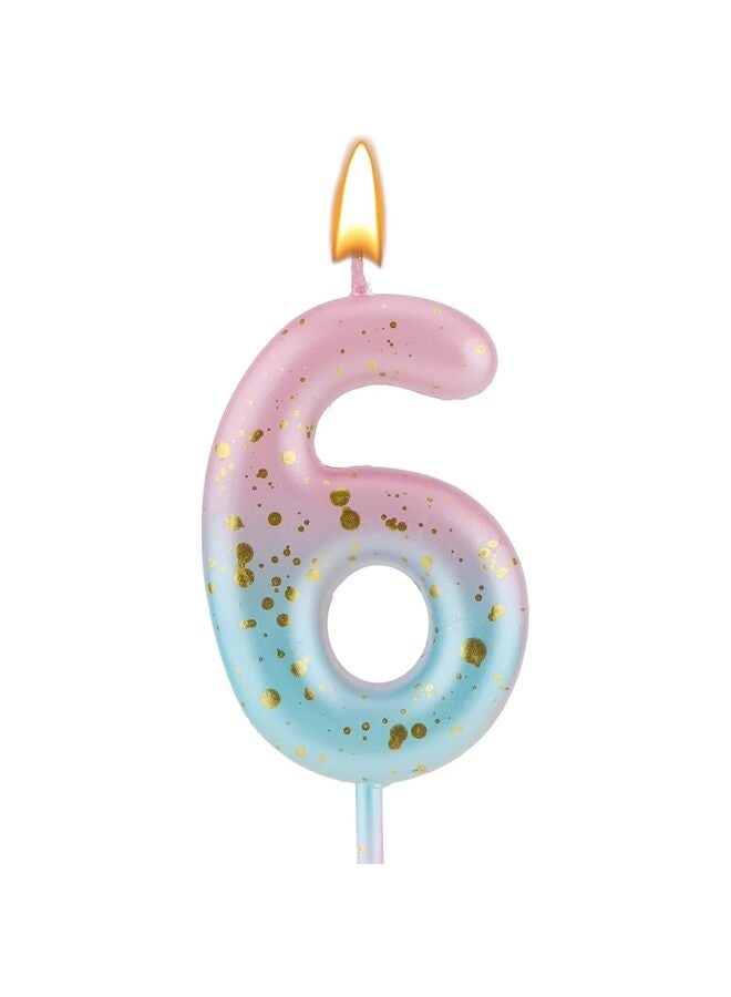 Gradient Birthday Number Letter Candle, Pink Blue Gradient Birthday Candles for Cake Numeral 6 Letter Birthday Candles - Image 1