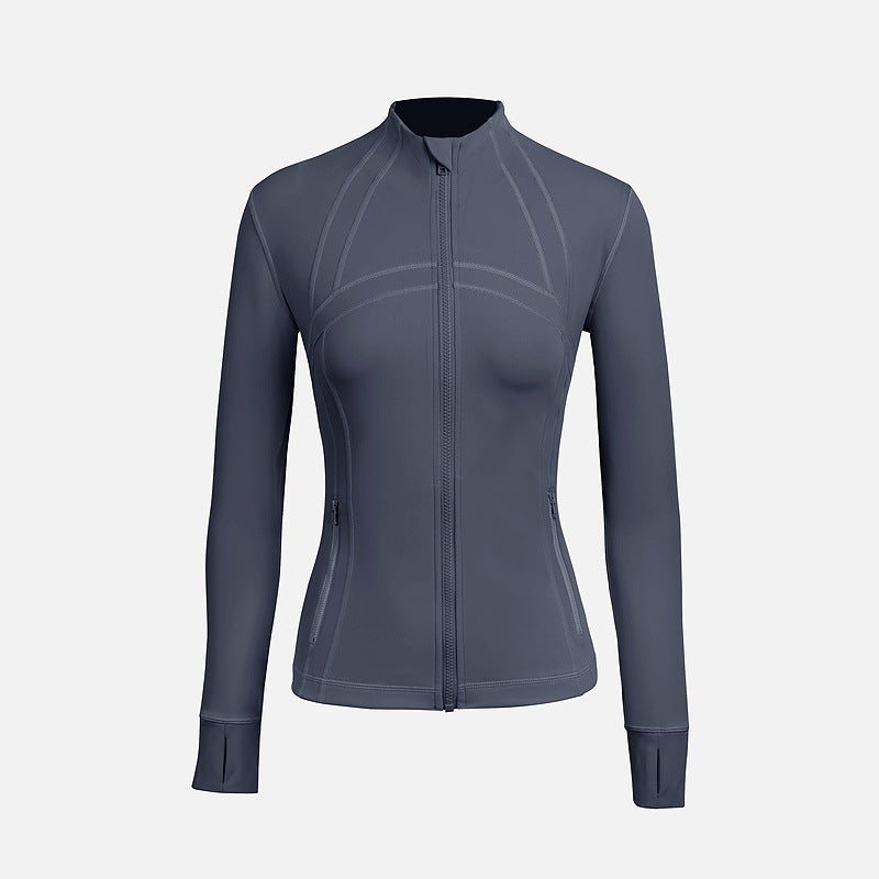 Generic Womens Brushed Warm Zip-Up Hoodie for Yoga  Fitness WT03 iron blue sanding 2.0 