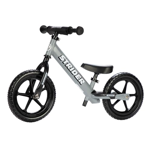 Strider 12 Sport Bike Matte Gray No Pedal Balance Bicycle for Kids 1 to 4 Years Includes Safety Pad Padded Seat Mini Grips FlatFree Tires ToolFree Assembly Adjustments - Image 1
