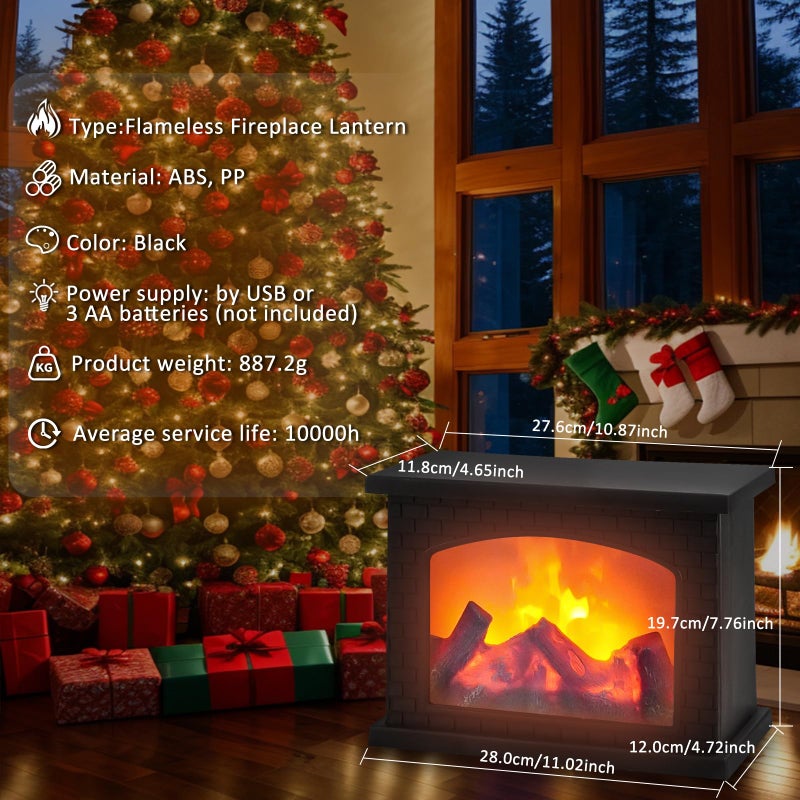 Bestview Fireplace Lanterns Decorative, Fake Fireplace,Flame Effect LED Fire Lamp for Indoor Outdoor Christmas Decoration (No Heater Function Black) - Image 3