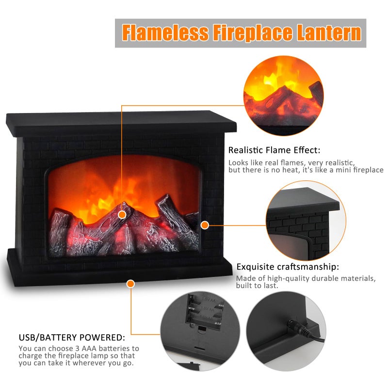 Bestview Fireplace Lanterns Decorative, Fake Fireplace,Flame Effect LED Fire Lamp for Indoor Outdoor Christmas Decoration (No Heater Function Black) - Image 4
