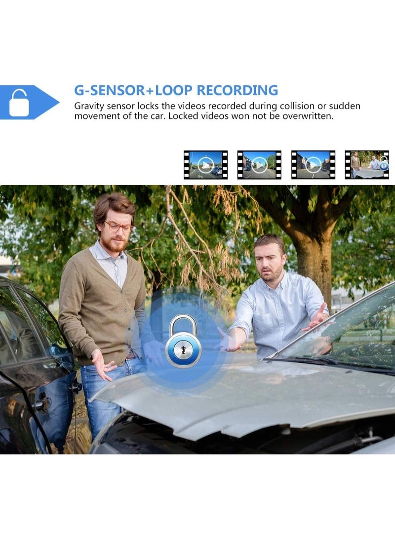 بلو فاير كاميرا مرآة الرؤية الخلفية بشاشة لمس ذكية مقاس 9.66 بوصة | كاميرات مزدوجة أمامية وخلفية بدقة 1080بيكسل مع الرؤية الليلية | مراقبة الانتظار لمدة 24 ساعة، مستشعار الصدمات، التسجيل الدائري وكاميرا الرؤية الخلفية المقاومة للماء مع خطوط المساعدة لأقصى درجات الأمان في القيادة - Image 4