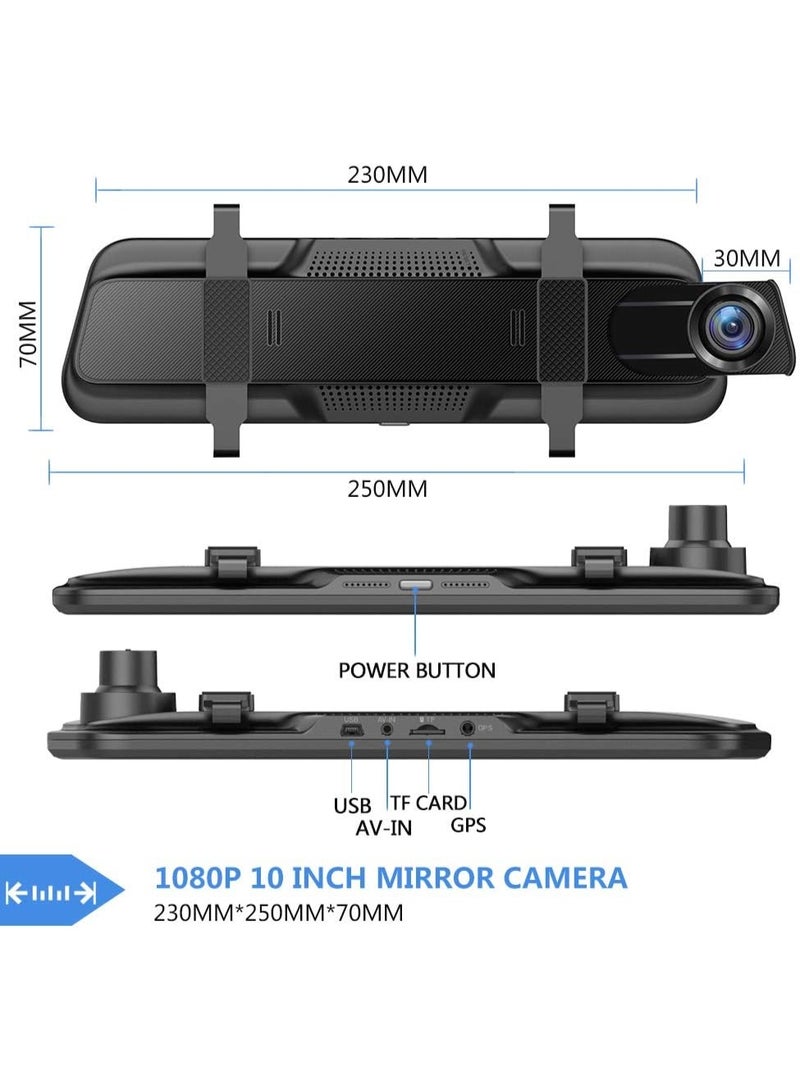 بلو فاير كاميرا مرآة الرؤية الخلفية بشاشة لمس ذكية مقاس 9.66 بوصة | كاميرات مزدوجة أمامية وخلفية بدقة 1080بيكسل مع الرؤية الليلية | مراقبة الانتظار لمدة 24 ساعة، مستشعار الصدمات، التسجيل الدائري وكاميرا الرؤية الخلفية المقاومة للماء مع خطوط المساعدة لأقصى درجات الأمان في القيادة - Image 3
