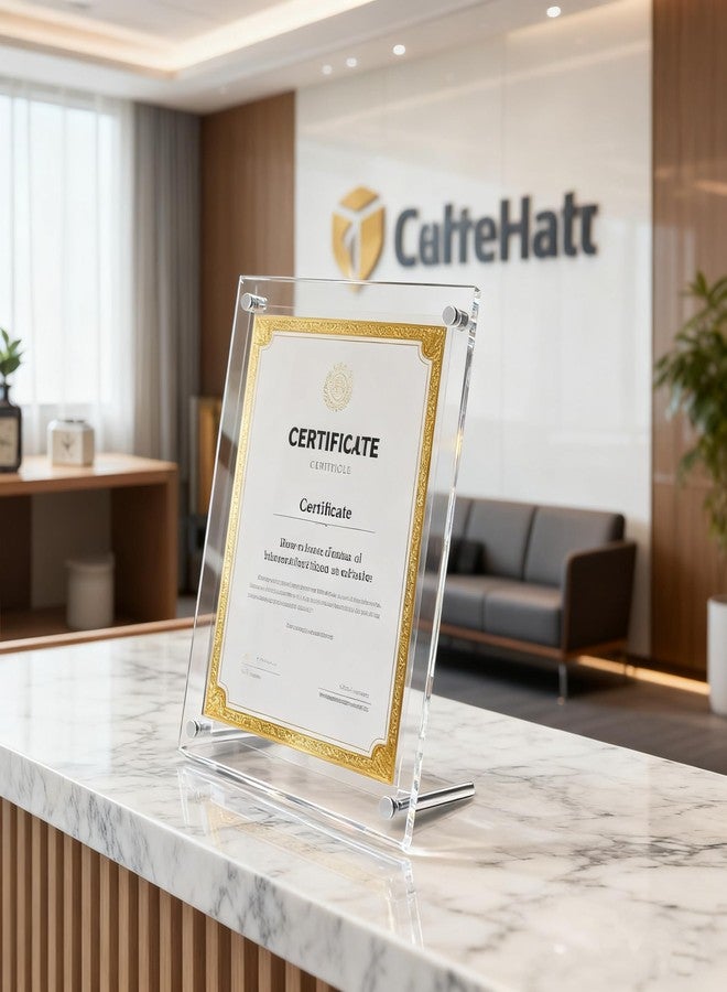 HESIN 2 Pack Acrylic Picture Frame 6" x9" Desktop Tabletop Photo Frame Wall Mounted Certificate Sign Holder Artwork Print Display Stand Fit Canvas size for A5,6" x8” or 6"x9" Frame Inside - Image 5