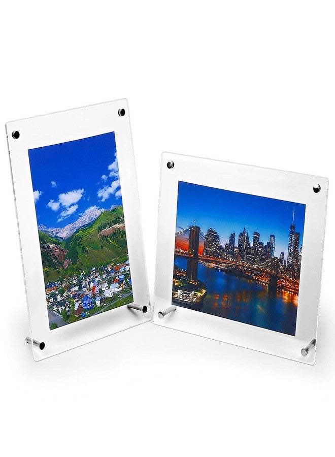 HESIN 2 Pack Acrylic Picture Frame 6" x9" Desktop Tabletop Photo Frame Wall Mounted Certificate Sign Holder Artwork Print Display Stand Fit Canvas size for A5,6" x8” or 6"x9" Frame Inside - Image 1