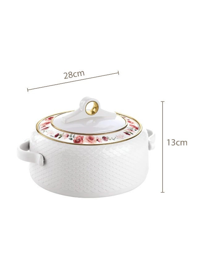 NAYASA وعاء طهي ساخن معزول من الكورال مع مقابض مريحة أبيض 3500 مل - Image 5